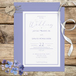 Invitación moderna Periwinkle Blue White<br><div class="desc">Este diseño tiene un borde azul perwinkle y un marco de perinela delgado alrededor de un centro blanco. La parte posterior está disponible en un diseño general de las hortensias o en un sólido azul periwinkle. Esta tarjeta es parte del juego de tarjetas Periwinkle Blue & White Hydrangea Flowers Boda...</div>