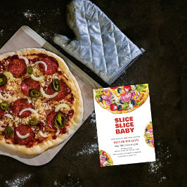 Invitación Moderna pizarra italiana Slice Pizza Baby Shower