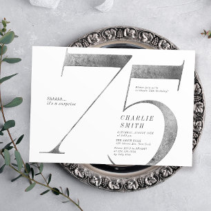 Invitación Moderna plata minimalista 75 años