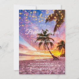 Invitación Moderna playa de atardecer y estrellas Ducha Nodal