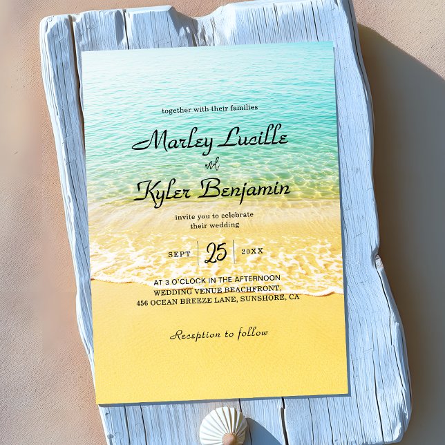 Invitación Moderna playa de verano de destino Boda (Subido por el creador)