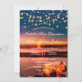 Invitación Moderna playa de verano Sunset Beach Mason Jar Bod