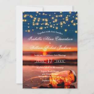 Invitación Moderna playa de verano Sunset Beach Mason Jar Bod