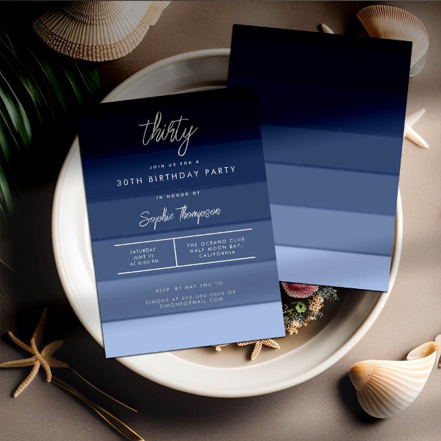 Invitación Moderna playa Naval Náutica franjas 30 cumpleaños (Subido por el creador)