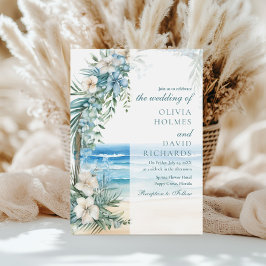 Invitación Moderna playa tropical y Boda de arco floral