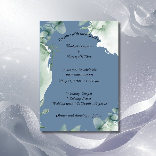 Invitación moderna polvorienta azul perwinkle Wedding Invitac (Subido por el creador)