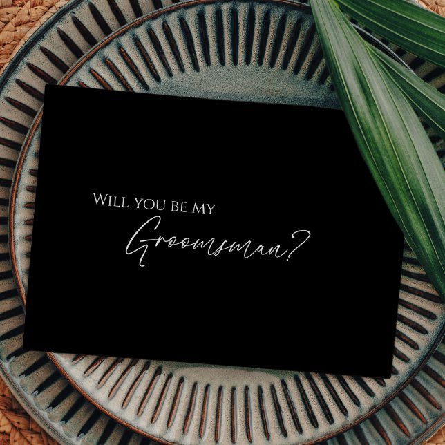 Invitación Moderna propuesta de Groomsman de Boda negro clási (Subido por el creador)