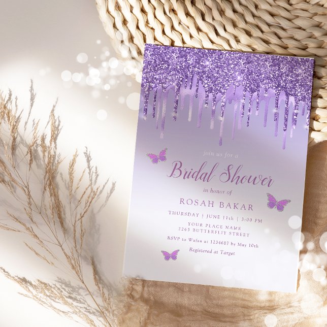 Invitación Moderna Purpurina púrpura Boho Bridal Shower (Subido por el creador)