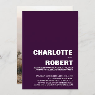 Invitación Moderna recepción de bodas de berenjenas