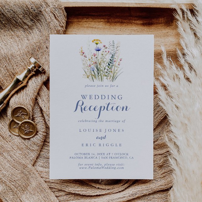 Invitación Moderna recepción de casamiento de flores silvestr (Subido por el creador)