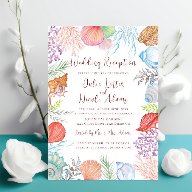 Invitación Moderna recepción de casamiento de playa de arena  (Subido por el creador)