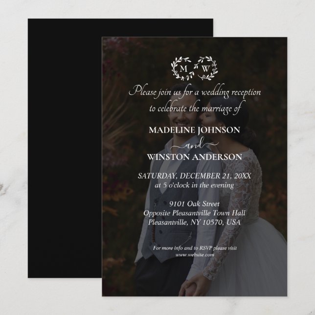 Invitación Moderna Recepción De Fotografías En Blanco Y Negro (Anverso / Reverso)