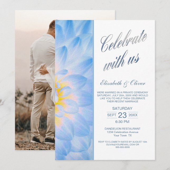 Invitación Moderna recepción floral de boda (Anverso / Reverso)