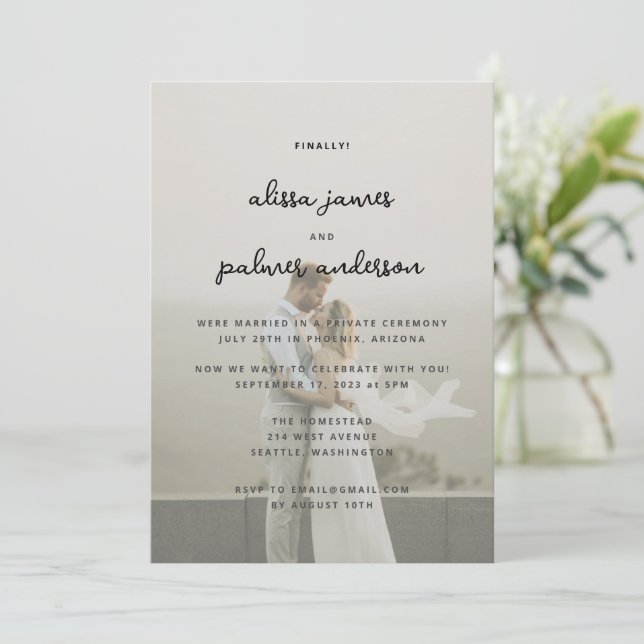 Invitación Moderna Recepción Minimal Sencilla para Elopement (Anverso de pie)