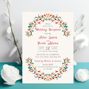 Invitación Moderna recepción romántica elegante de boda flora