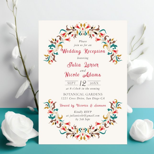 Invitación Moderna recepción romántica elegante de boda flora (Subido por el creador)