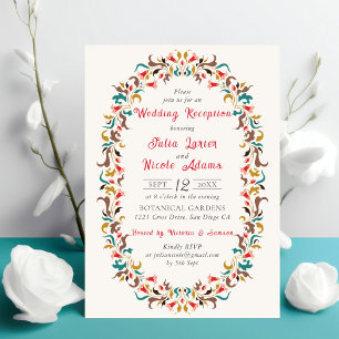 Invitación Moderna recepción romántica elegante de boda flora