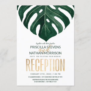 Invitación Moderna recepción tropical suiza con mango de ques