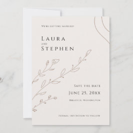 Invitación Moderna reserva botánica beige neutra para la fech