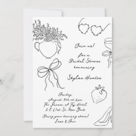 Invitación Moderna Retro Boho Doodle RSVP Bridal Shower