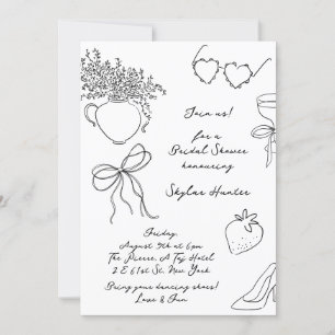Invitación Moderna Retro Boho Doodle RSVP Bridal Shower