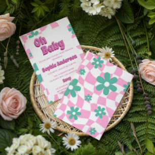 Invitación Moderna Retro Pastel Oh Baby Shower