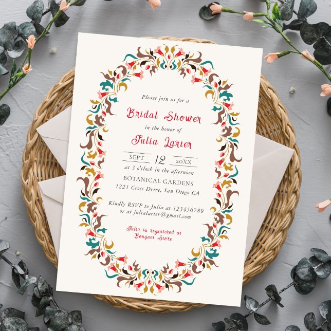 Invitación Moderna Romántica Elegante FloralWreath Bridal Duc (Subido por el creador)
