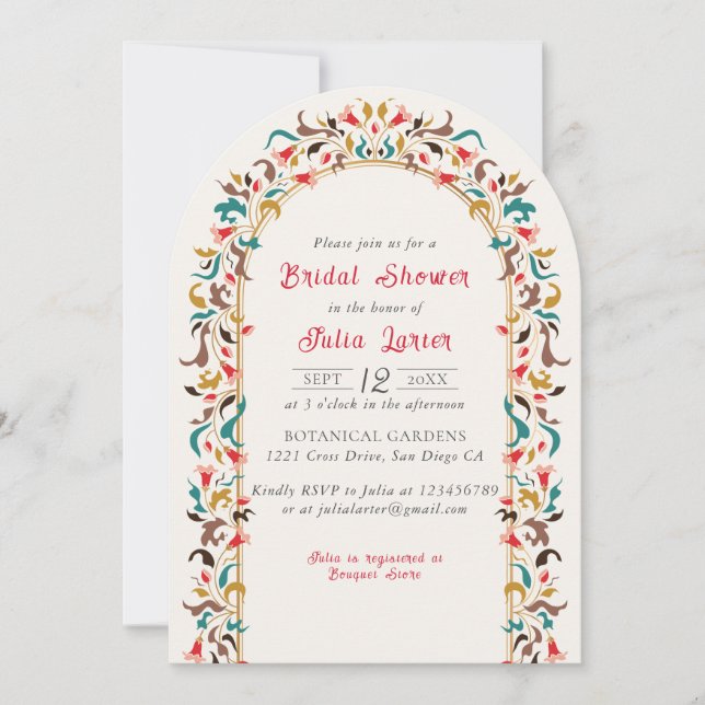 Invitación Moderna Romántica Elegante FloralWreath Bridal Duc (Anverso)