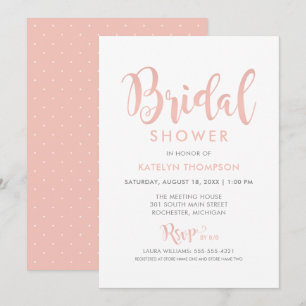 Invitación Moderna Rosa Gold Script Boda Bridal Shower