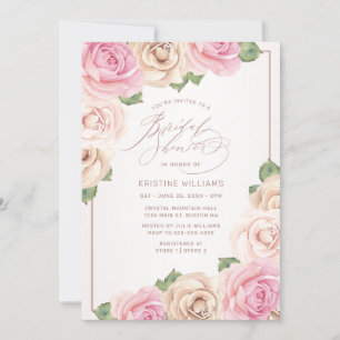 Invitación Moderna Rosa Gold Watercolor Floral Bridal Shower