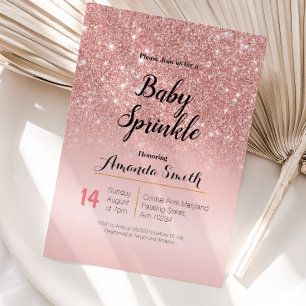 Invitación moderna Rosa Oro Bebé Rosado