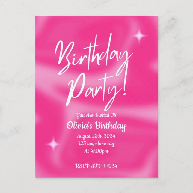 Invitación moderna rosa para baby shower (Anverso)