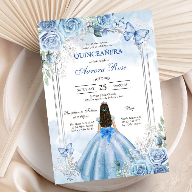 Invitación moderna rústica floral Quinceañera (Subido por el creador)