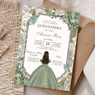 Invitación moderna rústica floral Quinceañera