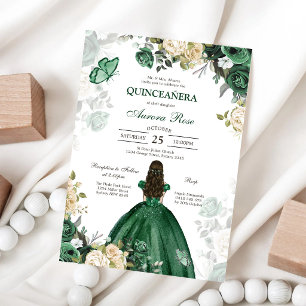 Invitación moderna rústica floral Quinceañera