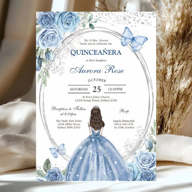 Invitación moderna rústica floral Quinceañera (Subido por el creador)