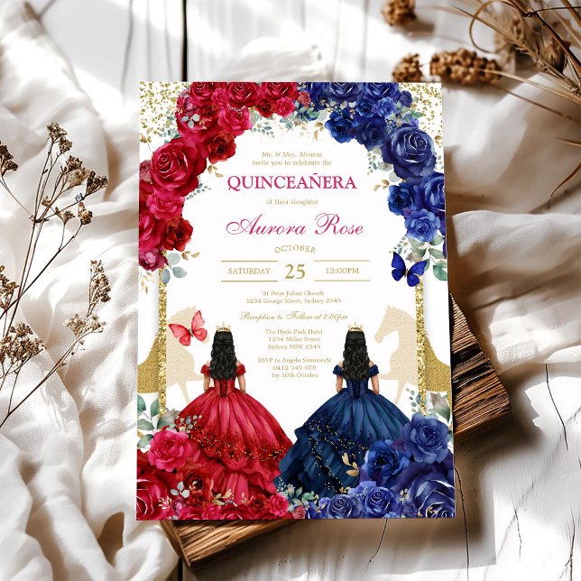 Invitación moderna rústica floral Quinceañera (Subido por el creador)