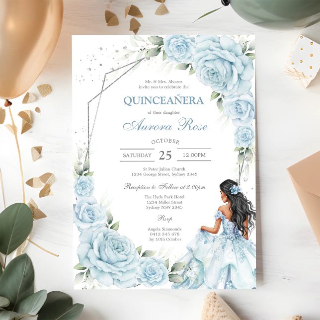 Invitación moderna rústica floral Quinceañera (Subido por el creador)