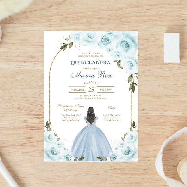 Invitación moderna rústica floral Quinceañera (Subido por el creador)