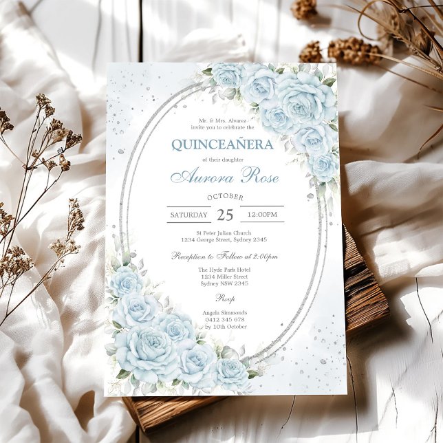 Invitación moderna rústica floral Quinceañera (Subido por el creador)