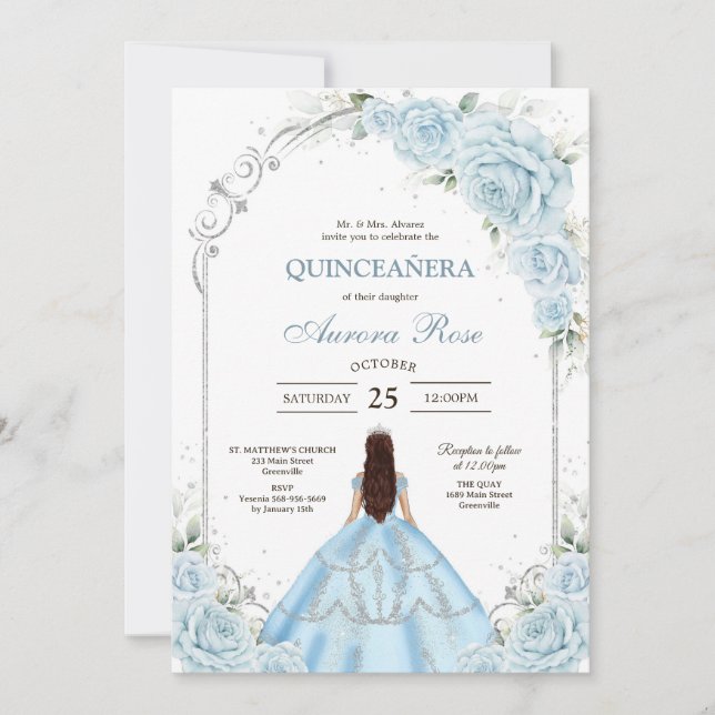 Invitación Moderna Rústica Quinceañera (Anverso)
