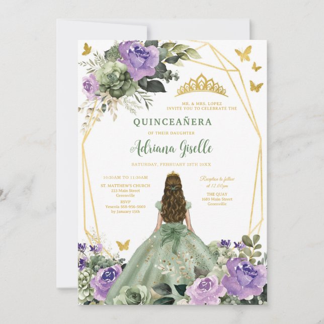 Invitación Moderna Rústica Quinceañera (Anverso)