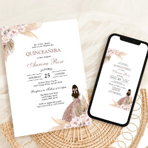 Invitación Moderna Rústica Quinceañera