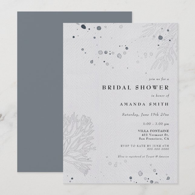 Invitación Moderna Seashell Watercolor Beach Bridal Shower (Anverso / Reverso)
