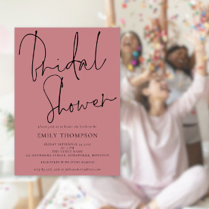 Invitación Moderna secuencia de comandos Dusty Rosa Bridal Sh