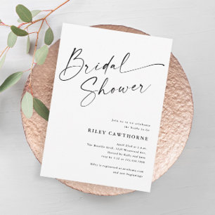 Invitación Moderna secuencia de comandos Ivory Boho Bridal Sh
