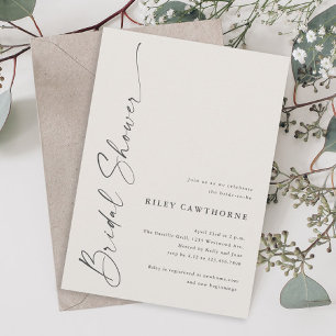 Invitación Moderna secuencia de comandos Ivory Boho Bridal Sh