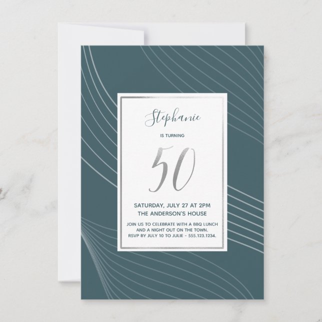 Invitación Moderna, sencilla y elegante 50 cumpleaños (Anverso)