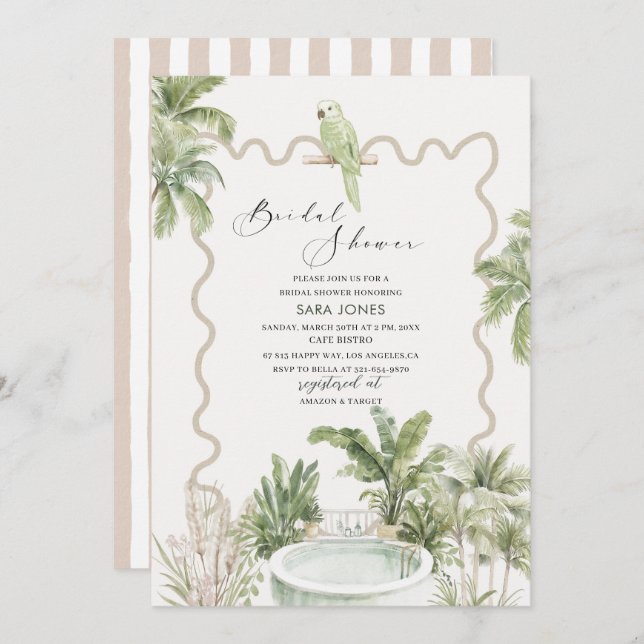 Invitación Moderna Serenity Sands Starlight Bridal (Anverso / Reverso)