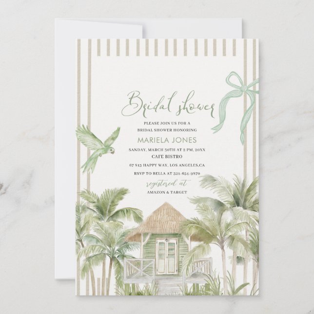Invitación Moderna Serenity Sands Starlight Bridal (Anverso)